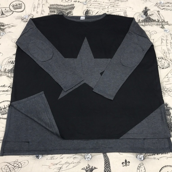 Go Couture Printed Elbow Patch High/Low Sweater - Picture 3 of 5